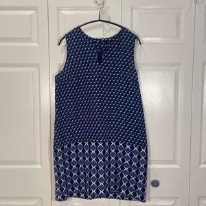1.2.3 Paris Blue & White Linen Tunic w Two Geometric Patterns